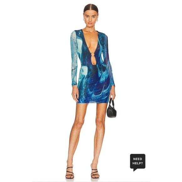 farai london blue dress Aphrodite Long Sleeve Maxi Dress